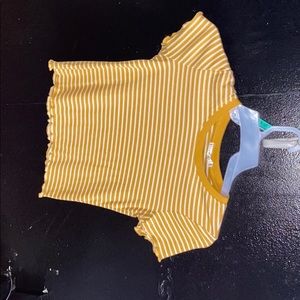mustard yellow and white striped crop top